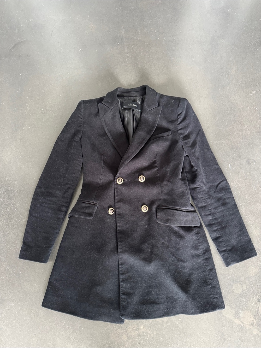 Zara Double-Breasted Black Blazer Coat
